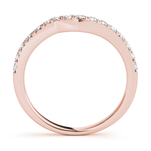 French Cut Curved Half Eternity Ring in Gold & Platinum