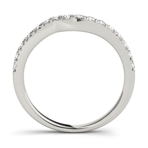 French Cut Curved Half Eternity Ring in Gold & Platinum