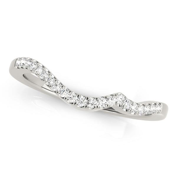 Single Row Wedding Curved Bands Half Eternity Ring in 10K/14K gold and platinum with certified lab-grown or natural diamonds