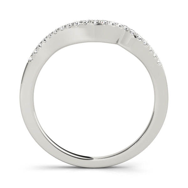 Single Row Wedding Curved Bands Half Eternity Ring in Gold & Platinum