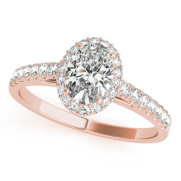 Iconic Halo Oval Diamond Engagement Ring in 10K/14K gold and platinum with certified lab-grown or natural diamonds