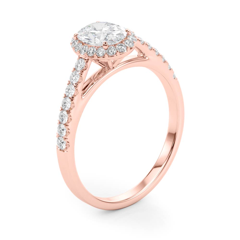 Iconic Halo Oval Diamond Engagement Ring in 10K/14K gold and platinum with certified lab-grown or natural diamonds