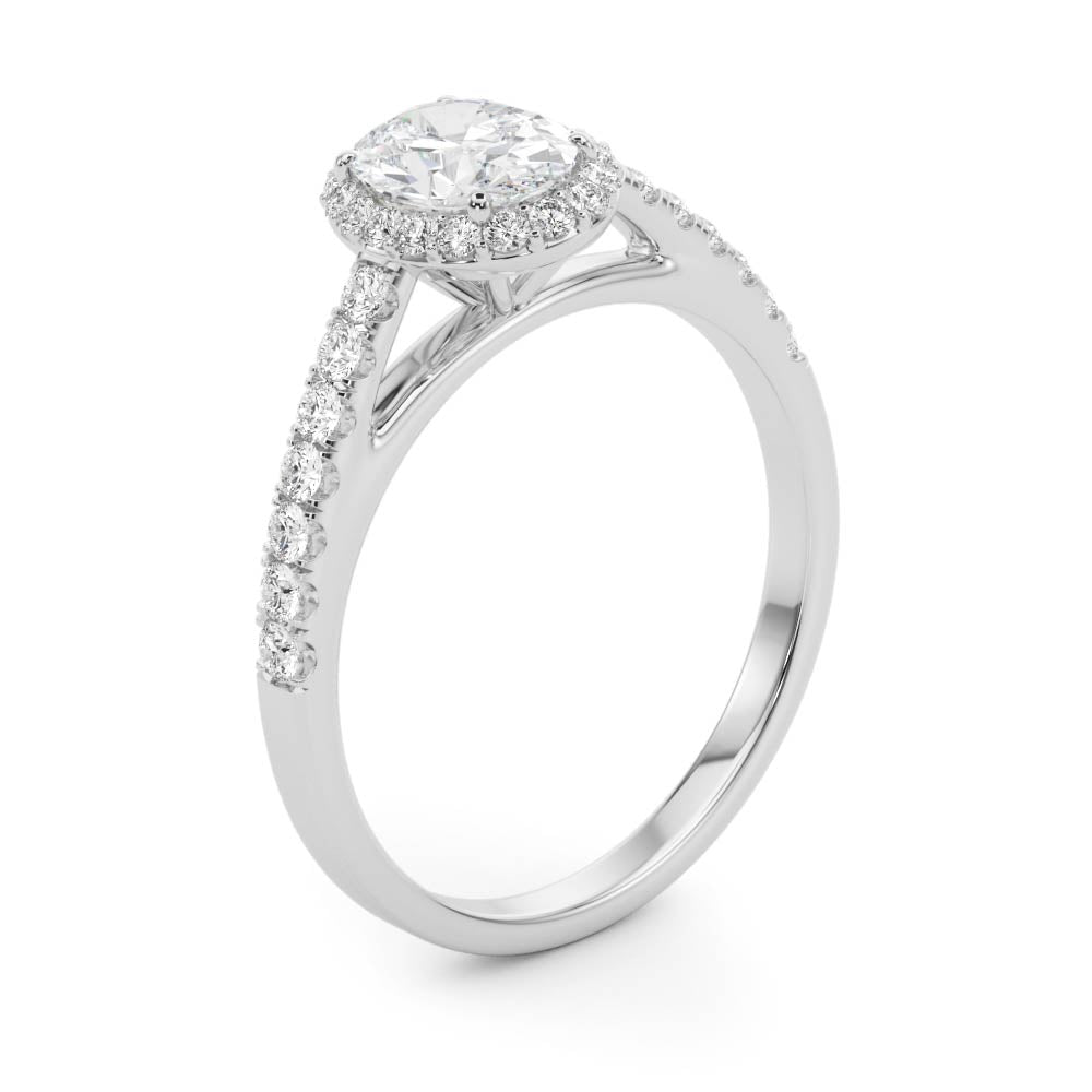 Iconic Halo Oval Diamond Engagement Ring in 10K/14K gold and platinum with certified lab-grown or natural diamonds