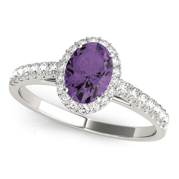 Iconic Halo Oval Diamond Engagement Ring in 10K/14K gold and platinum with certified lab-grown or natural diamonds