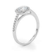Artisan Halo Cushion Diamond Engagement Ring in 10K/14K gold and platinum with certified lab-grown or natural diamonds