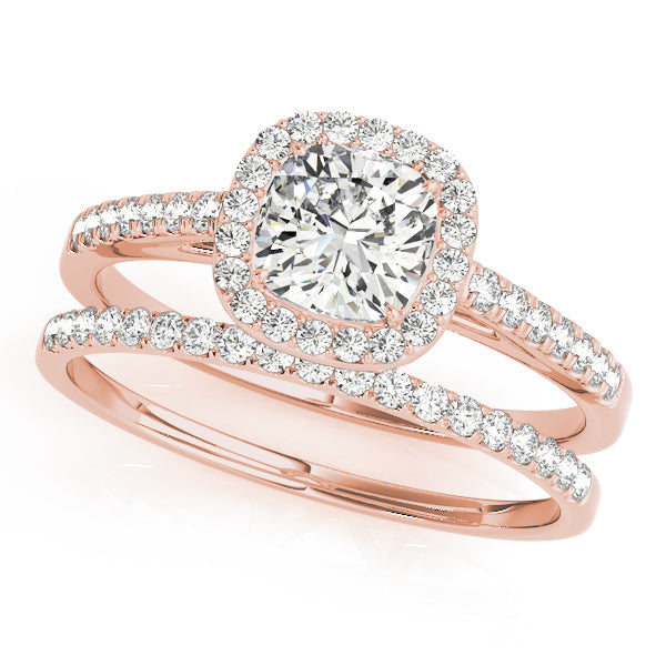 Artisan Halo Cushion Diamond Engagement Ring in 10K/14K gold and platinum with certified lab-grown or natural diamonds