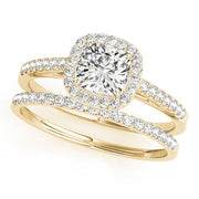 Artisan Halo Cushion Diamond Engagement Ring in 10K/14K gold and platinum with certified lab-grown or natural diamonds