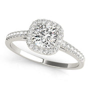 Artisan Halo Cushion Diamond Engagement Ring in 10K/14K gold and platinum with certified lab-grown or natural diamonds