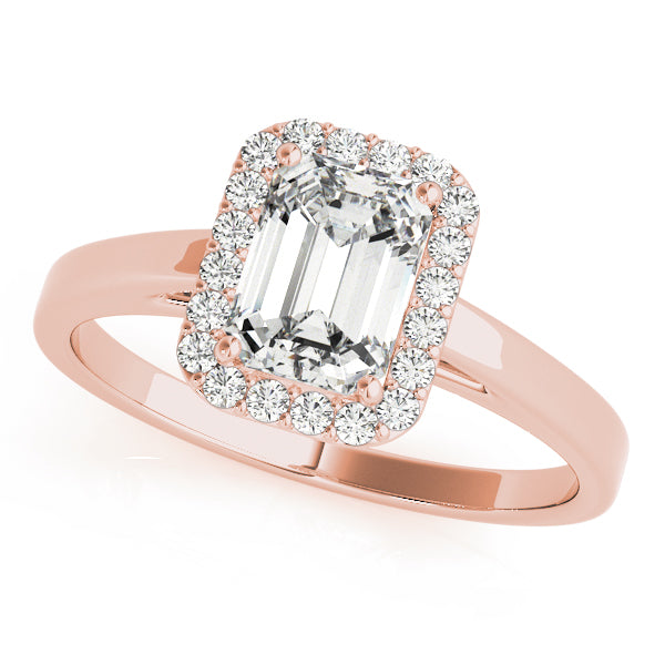 Bespoke Halo Emerald Diamond Engagement Ring in 10K/14K gold and platinum with certified lab-grown or natural diamonds