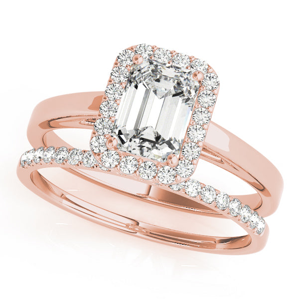 Bespoke Halo Emerald Diamond Engagement Ring in 10K/14K gold and platinum with certified lab-grown or natural diamonds