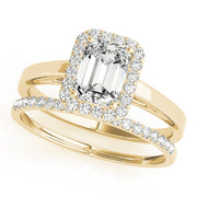 Bespoke Halo Emerald Diamond Engagement Ring in 10K/14K gold and platinum with certified lab-grown or natural diamonds