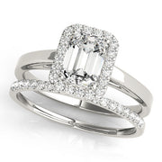 Bespoke Halo Emerald Diamond Engagement Ring in 10K/14K gold and platinum with certified lab-grown or natural diamonds