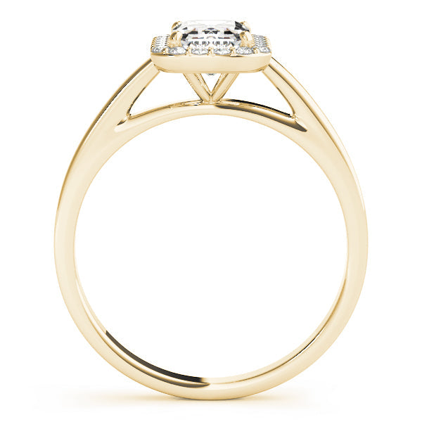 Bespoke Halo Emerald Diamond Engagement Ring in 10K/14K gold and platinum with certified lab-grown or natural diamonds