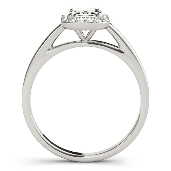 Bespoke Halo Emerald Diamond Engagement Ring in 10K/14K gold and platinum with certified lab-grown or natural diamonds