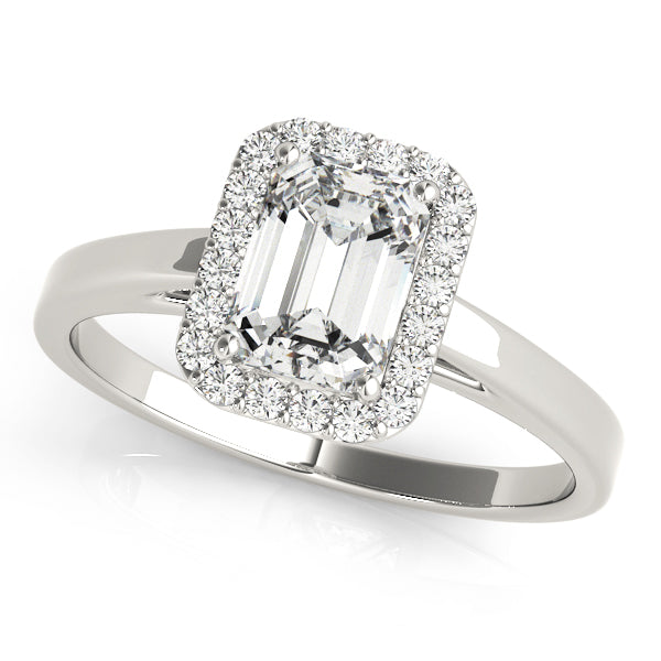 Bespoke Halo Emerald Diamond Engagement Ring in 10K/14K gold and platinum with certified lab-grown or natural diamonds