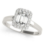 Bespoke Halo Emerald Diamond Engagement Ring in 10K/14K gold and platinum with certified lab-grown or natural diamonds