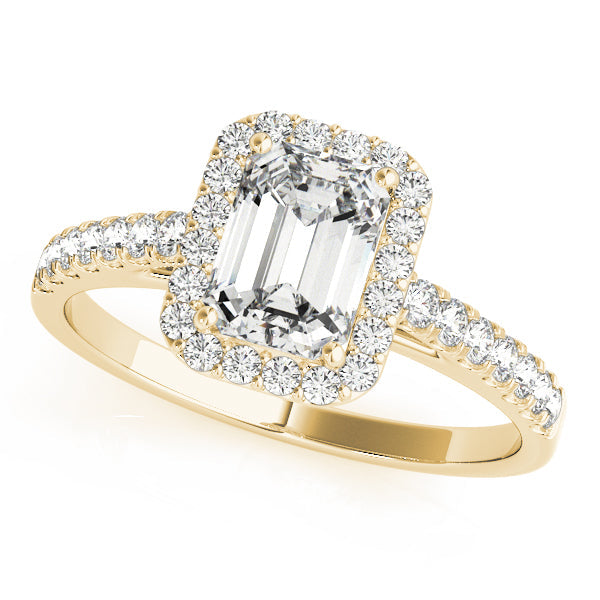 Exquisite Halo Emerald Diamond Engagement Ring in 10K/14K gold and platinum with certified lab-grown or natural diamonds