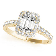 Exquisite Halo Emerald Diamond Engagement Ring in 10K/14K gold and platinum with certified lab-grown or natural diamonds