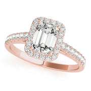 Exquisite Halo Emerald Diamond Engagement Ring in 10K/14K gold and platinum with certified lab-grown or natural diamonds