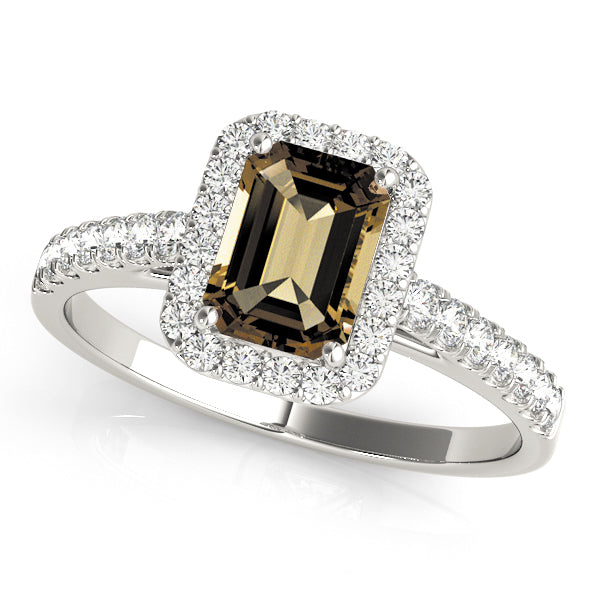 Exquisite Halo Emerald Diamond Engagement Ring in 10K/14K gold and platinum with certified lab-grown or natural diamonds