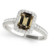 Exquisite Halo Emerald Diamond Engagement Ring in 10K/14K gold and platinum with certified lab-grown or natural diamonds