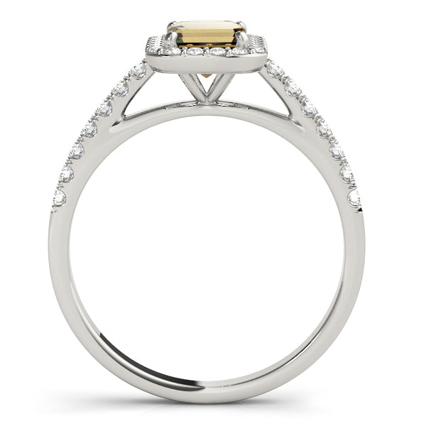 Exquisite Halo Emerald Diamond Engagement Ring in 10K/14K gold and platinum with certified lab-grown or natural diamonds