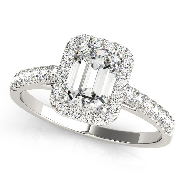 Exquisite Halo Emerald Diamond Engagement Ring in 10K/14K gold and platinum with certified lab-grown or natural diamonds