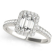Exquisite Halo Emerald Diamond Engagement Ring in 10K/14K gold and platinum with certified lab-grown or natural diamonds