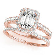 Exquisite Halo Emerald Diamond Engagement Ring in 10K/14K gold and platinum with certified lab-grown or natural diamonds