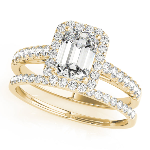 Exquisite Halo Emerald Diamond Engagement Ring in 10K/14K gold and platinum with certified lab-grown or natural diamonds