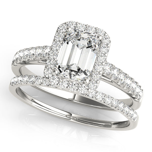 Exquisite Halo Emerald Diamond Engagement Ring in 10K/14K gold and platinum with certified lab-grown or natural diamonds