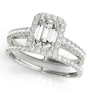 Exquisite Halo Emerald Diamond Engagement Ring in 10K/14K gold and platinum with certified lab-grown or natural diamonds