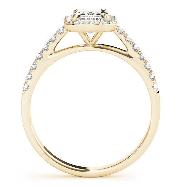 Exquisite Halo Emerald Diamond Engagement Ring in 10K/14K gold and platinum with certified lab-grown or natural diamonds