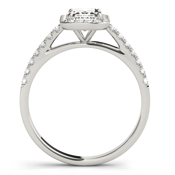 Exquisite Halo Emerald Diamond Engagement Ring in 10K/14K gold and platinum with certified lab-grown or natural diamonds