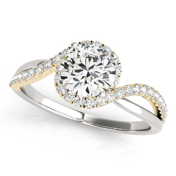 Vintage-Inspired Bypass Round Diamond Engagement Ring in 10K/14K gold and platinum with certified lab-grown or natural diamonds