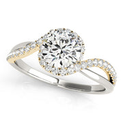 Vintage-Inspired Bypass Round Diamond Engagement Ring in 10K/14K gold and platinum with certified lab-grown or natural diamonds