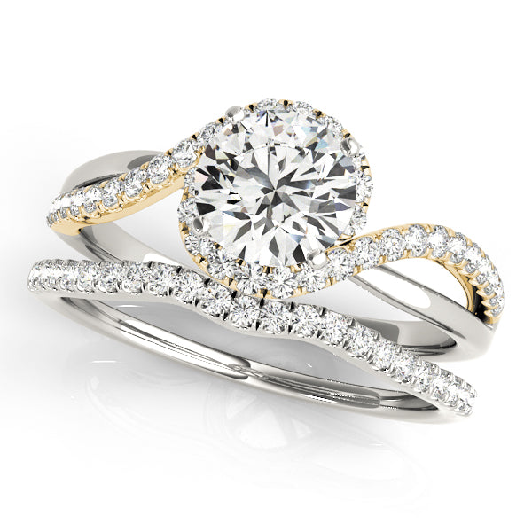 Vintage-Inspired Bypass Round Diamond Engagement Ring in 10K/14K gold and platinum with certified lab-grown or natural diamonds