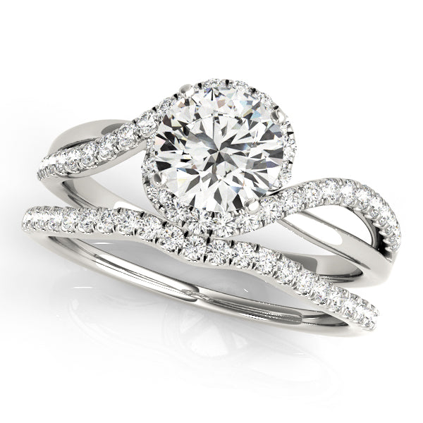 Vintage-Inspired Bypass Round Diamond Engagement Ring in 10K/14K gold and platinum with certified lab-grown or natural diamonds