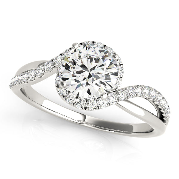 Vintage-Inspired Bypass Round Diamond Engagement Ring in 10K/14K gold and platinum with certified lab-grown or natural diamonds