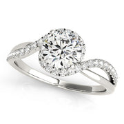 Vintage-Inspired Bypass Round Diamond Engagement Ring in 10K/14K gold and platinum with certified lab-grown or natural diamonds