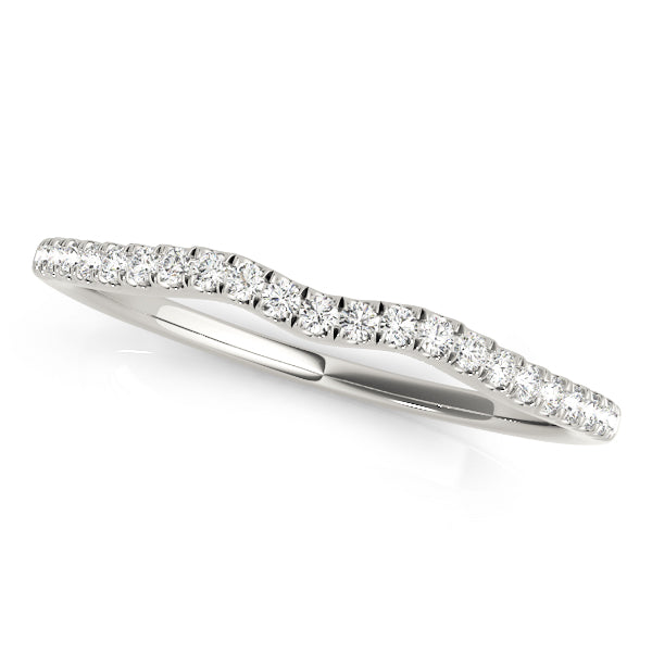 Curved Split Prong Half Eternity Ring in Gold & Platinum