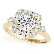 Lustrous Halo Round Diamond Engagement Ring in 10K/14K gold and platinum with certified lab-grown or natural diamonds
