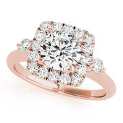 Lustrous Halo Round Diamond Engagement Ring in 10K/14K gold and platinum with certified lab-grown or natural diamonds