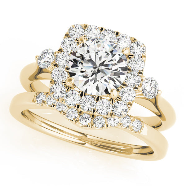 Lustrous Halo Round Diamond Engagement Ring in 10K/14K gold and platinum with certified lab-grown or natural diamonds