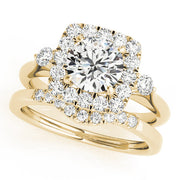 Lustrous Halo Round Diamond Engagement Ring in 10K/14K gold and platinum with certified lab-grown or natural diamonds