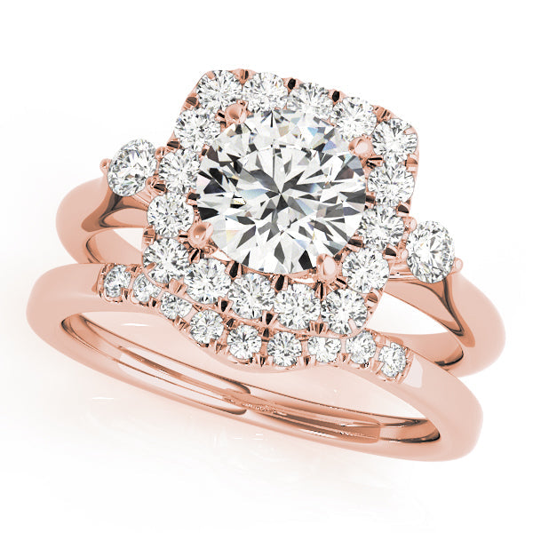 Lustrous Halo Round Diamond Engagement Ring in 10K/14K gold and platinum with certified lab-grown or natural diamonds