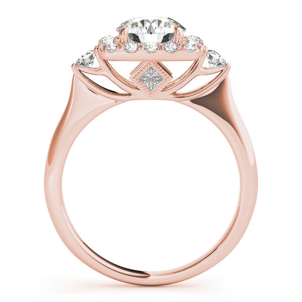 Lustrous Halo Round Diamond Engagement Ring in 10K/14K gold and platinum with certified lab-grown or natural diamonds