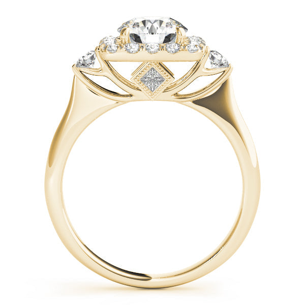 Lustrous Halo Round Diamond Engagement Ring in 10K/14K gold and platinum with certified lab-grown or natural diamonds