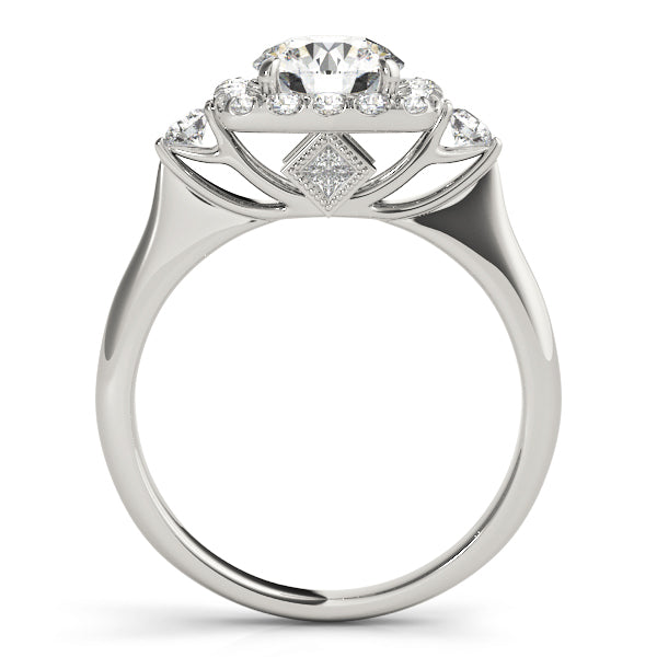 Lustrous Halo Round Diamond Engagement Ring in 10K/14K gold and platinum with certified lab-grown or natural diamonds