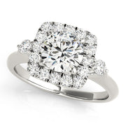 Lustrous Halo Round Diamond Engagement Ring in 10K/14K gold and platinum with certified lab-grown or natural diamonds